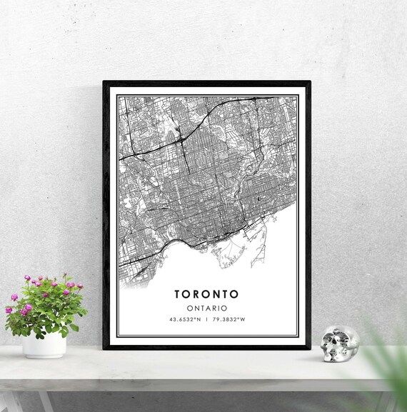 Toronto map print poster canvas | Toronto city map print poster canvas | Etsy (CAD)