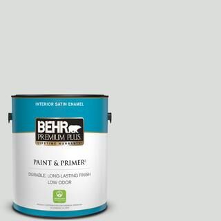 BEHR PREMIUM PLUS 1 gal. #N500-1 Shiny Luster Satin Enamel Low Odor Interior Paint & Primer 70500... | The Home Depot