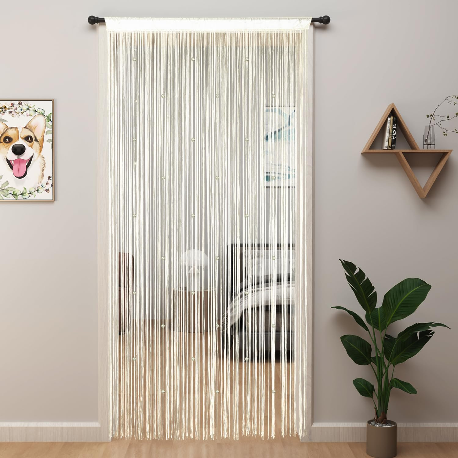 Beaded Curtain Beaded Curtains for Doorways Crystals Suitable for Interior Decoration and Partitions Hippy Closet Curtains (Champagne, 39"x79") | Amazon (US)