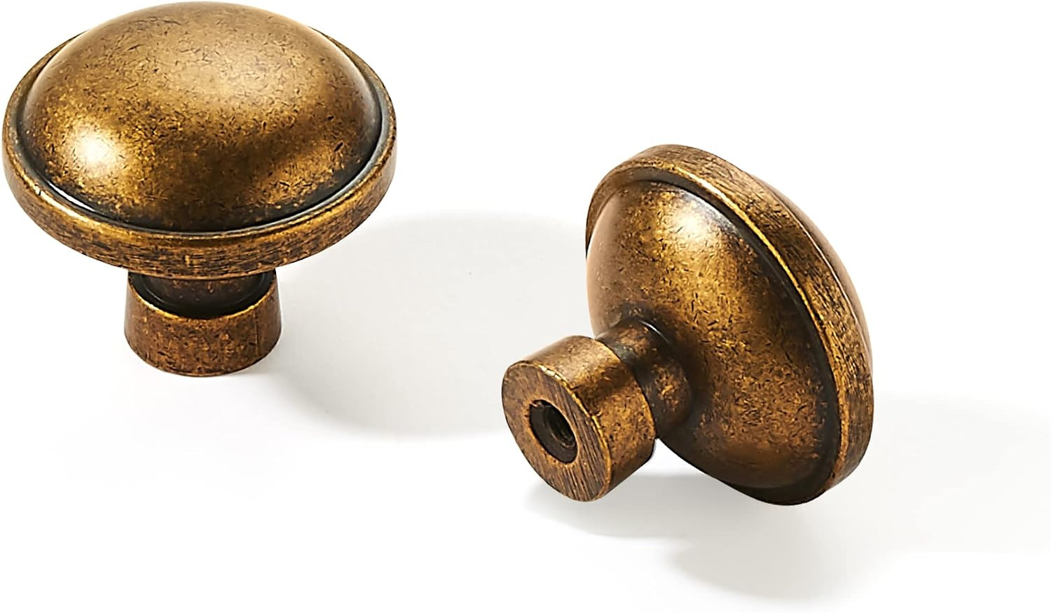 khtumeware 20 Pack 1-1/4 Inch Kitchen Cabinet Knobs Solid Round Vintage Drawer Knobs Antique Brass Dresser Knobs Drawer Knobs Aged Cabinet Hardware for Cupboard Drawer Pulls | Amazon (US)