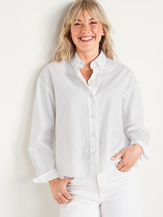Long-Sleeve Cropped Boyfriend Shirt for Women | Old Navy (US)