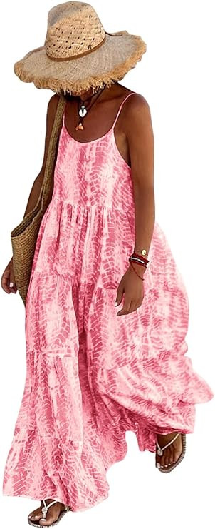 PRETTYGARDEN Women Summer Dresses 2026 Spaghetti Strap Scoop Neck Floral Maxi Dress Flowy Boho Lo... | Amazon (US)