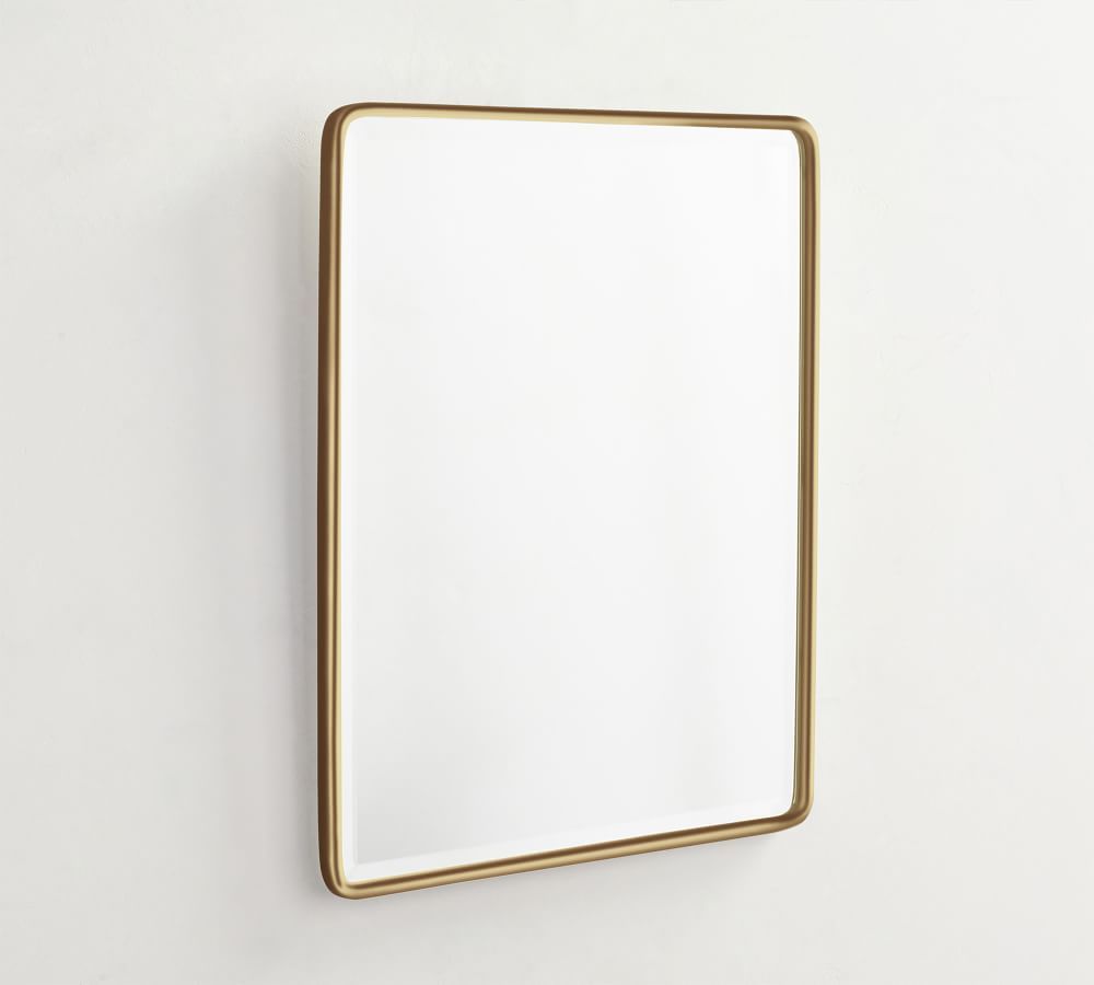 Brass Vintage Rounded Rectangular Mirror, 19x23&amp;quot; with French Cleat Mount | Pottery Barn (US)