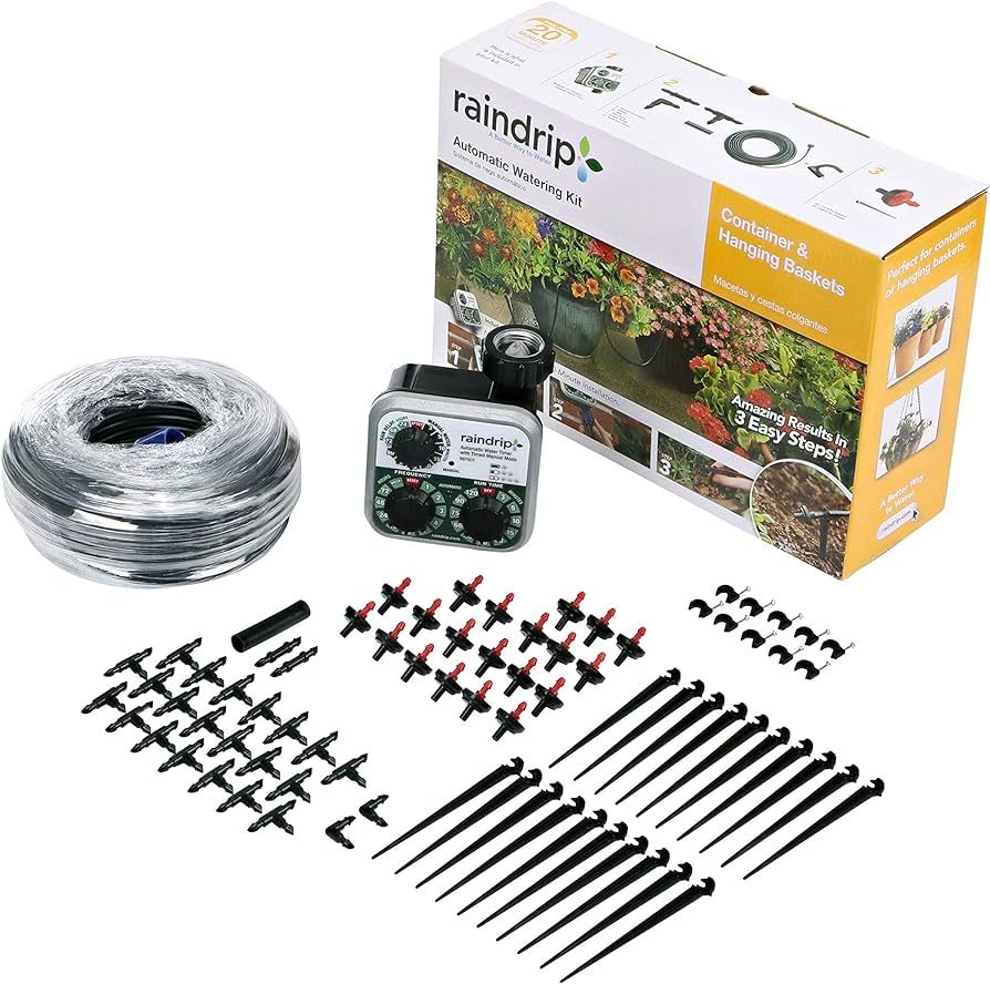 Raindrip R560DP Automatic Drip Irrigation Watering Kit with Timer for Containers and Hanging Bask... | Amazon (US)