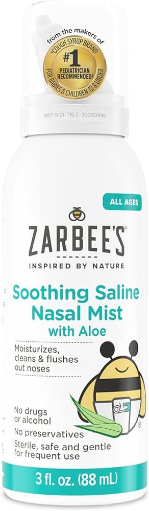 Zarbee's Baby Nasal Saline Spray, Soothing Sterile Mist with Aloe, Newborns & Up, Cleansing Nose ... | Amazon (US)