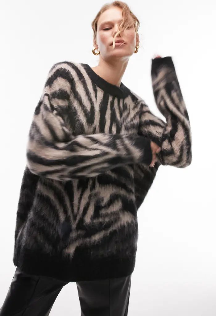 Fuzzy Zebra Print Sweater | Nordstrom