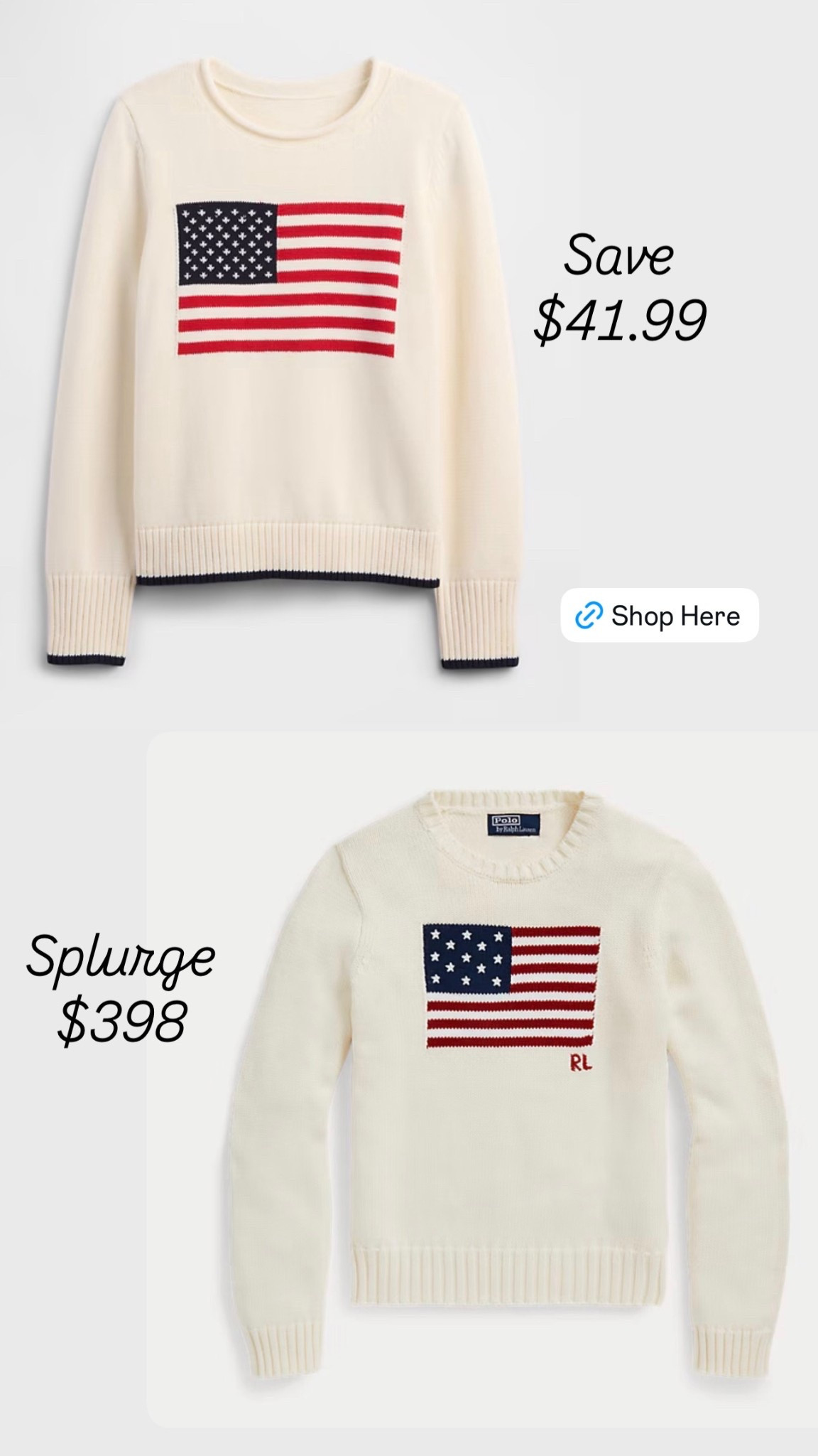Get the look for less!!❤️🤍💙 This one is too good! Memorial Day is coming… grab while on sale for those chilly nights.