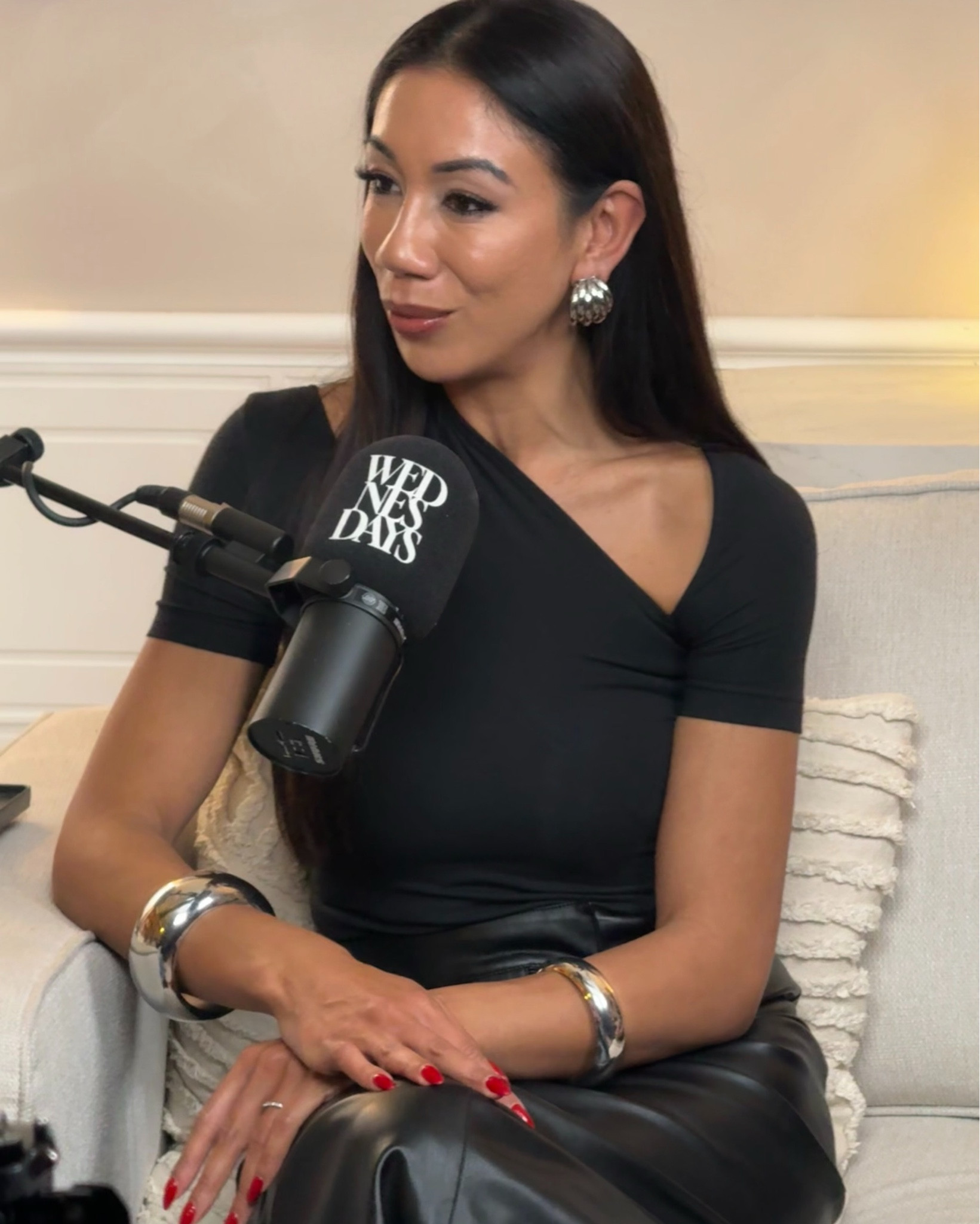 #RHOLDN Podcast outfit for the Wednesdays podcast with Sophie Habboo and Melissa Tattam

Wearing current Helmut Lang cut out T shirt and leather skirt 

See high-street hero versions below 

#LTKstyletip #LTKdatenight #LTKworkwear