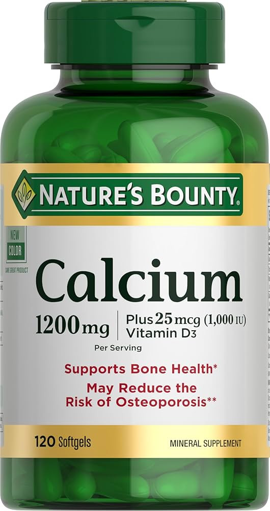 Nature's Bounty Calcium Carbonate & Vitamin D, Supports Immune Health & Bone Health, 1200mg Calci... | Amazon (US)