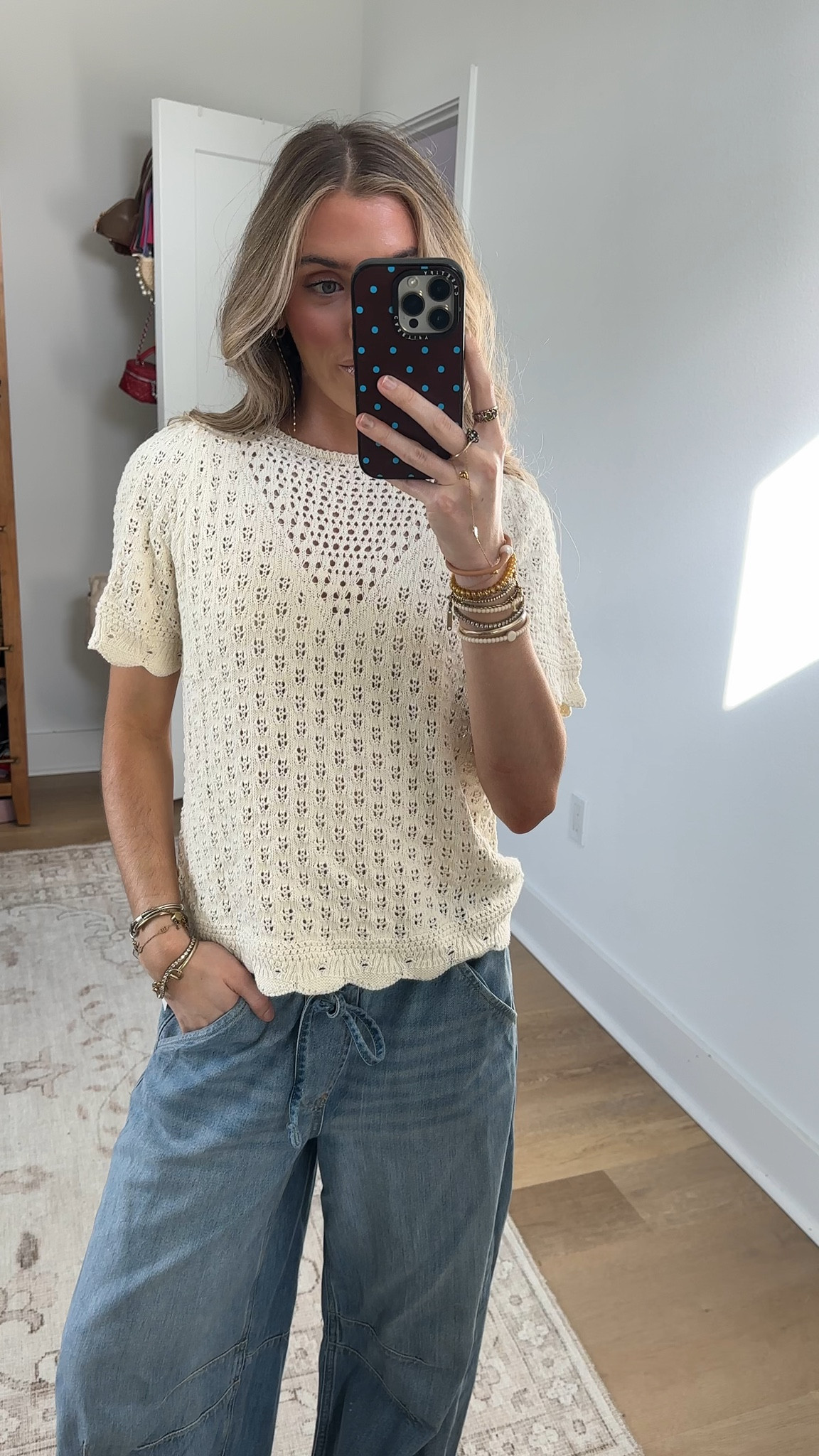 Amazon size small Women's Cotton Puff Short Sleeve Crochet Knit Tops Crew Ceck Pullover Sweaters with Scalloped Hem Design

#LTKootd #LTKspring #LTKspringtrends