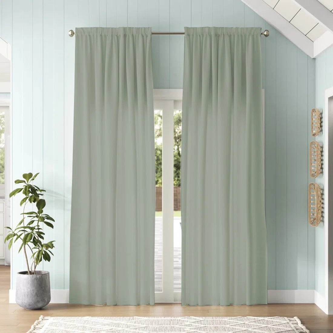 Joe Solid Natural Linen Blended Semi-Sheer Window Treatments Panels for Living Room Rod Pocket Li... | Wayfair North America