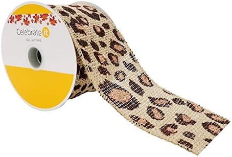 2.5" Burlap Wired Cheetah Ribbon by Celebrate It Fall | Amazon (US)