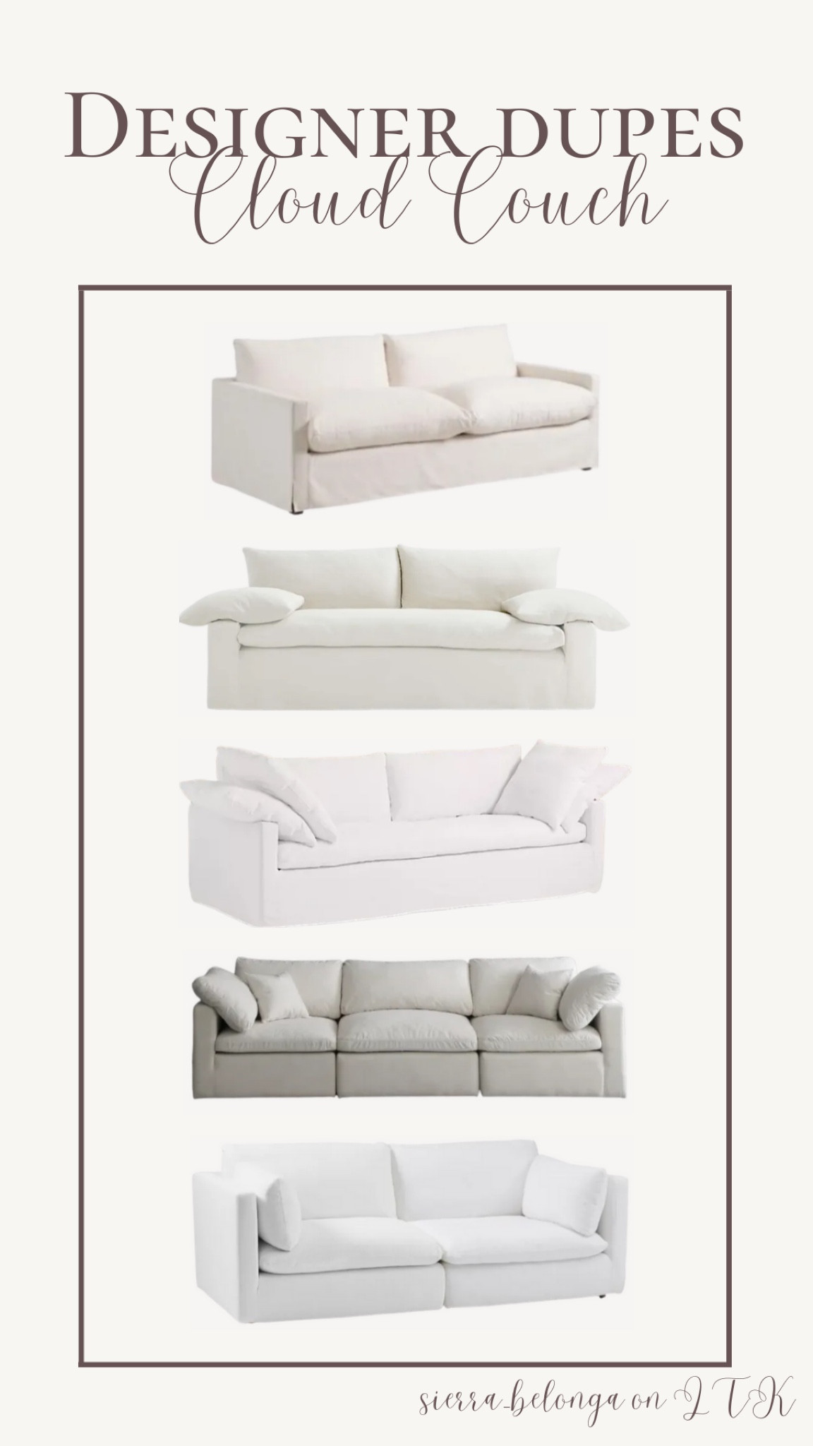 Some of my favorite RH Cloud Couch sofa dupes! #cloudcouch #lookforless #shopltk 

#LTKsalealert #LTKstyletip #LTKhome