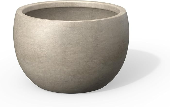 Kante 15.7-Inch Dia Round Concrete Planter, Bowl-Style Flower Pot with Drainage Hole for Patio, G... | Amazon (US)