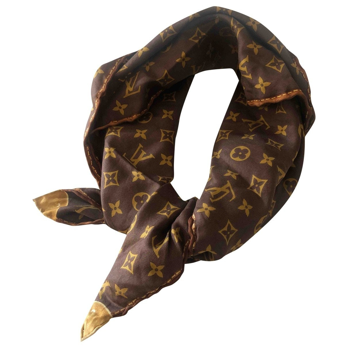 Louis Vuitton Logomania Brown Silk Scarf for Women | Vestiaire Collective (Global)