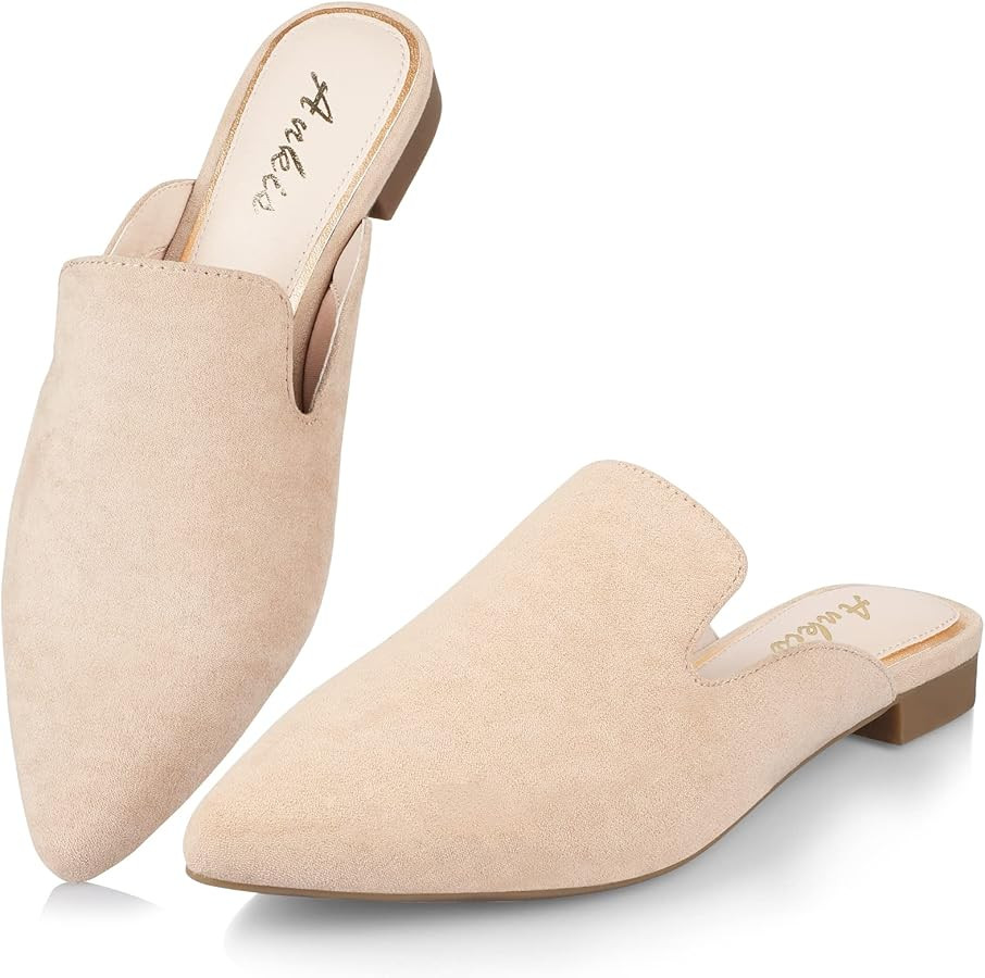 Ankis Mules for Women Flats -Comfortable Black Womens Mules Flats Closed Pointed Toe Mules for Wo... | Amazon (US)