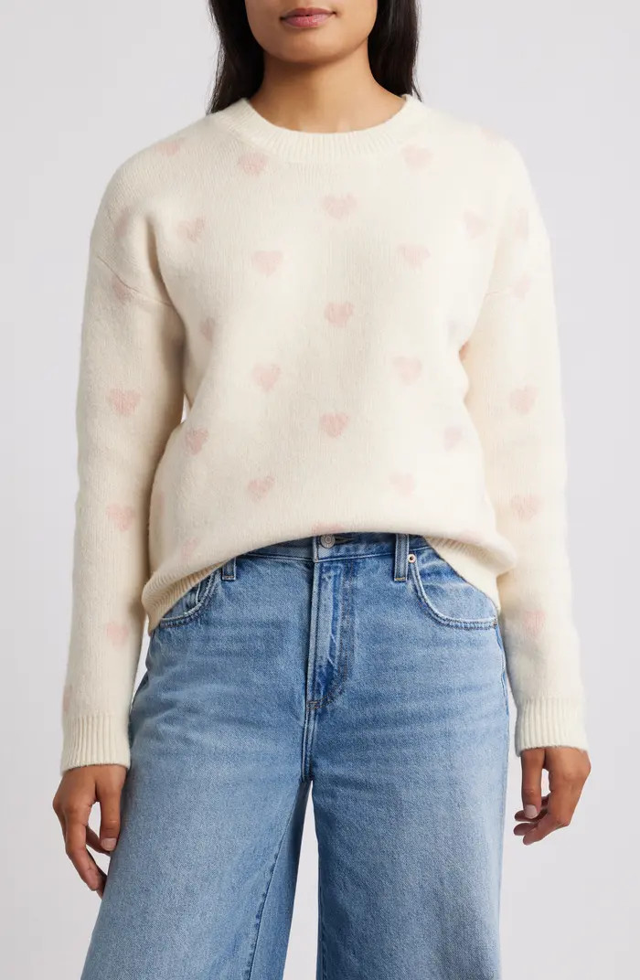 Bobeau Hearts Jacquard Sweater | Nordstrom | Nordstrom