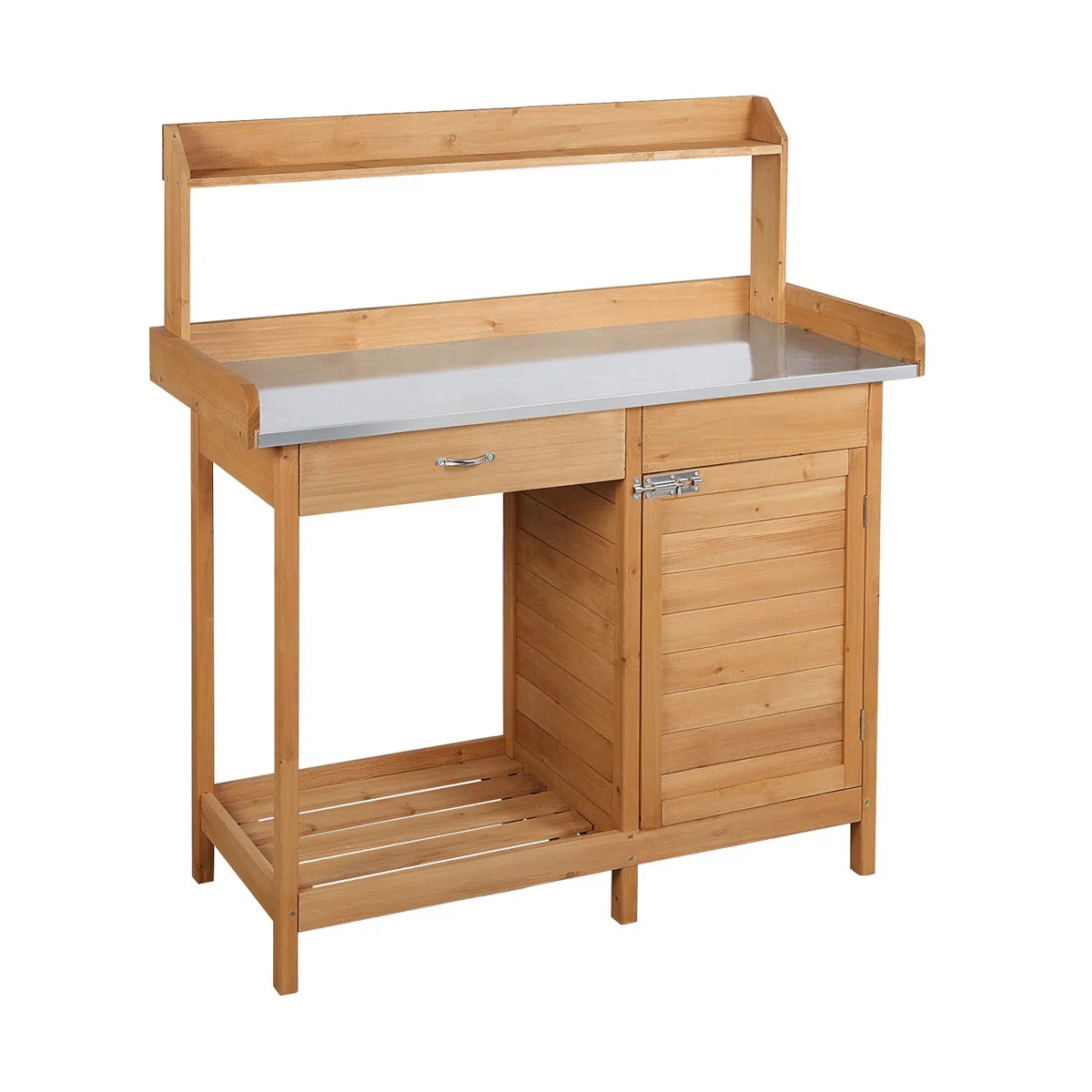 Outdoor Garden Potting Bench Table Work Bench Metal Tabletop | Wayfair North America