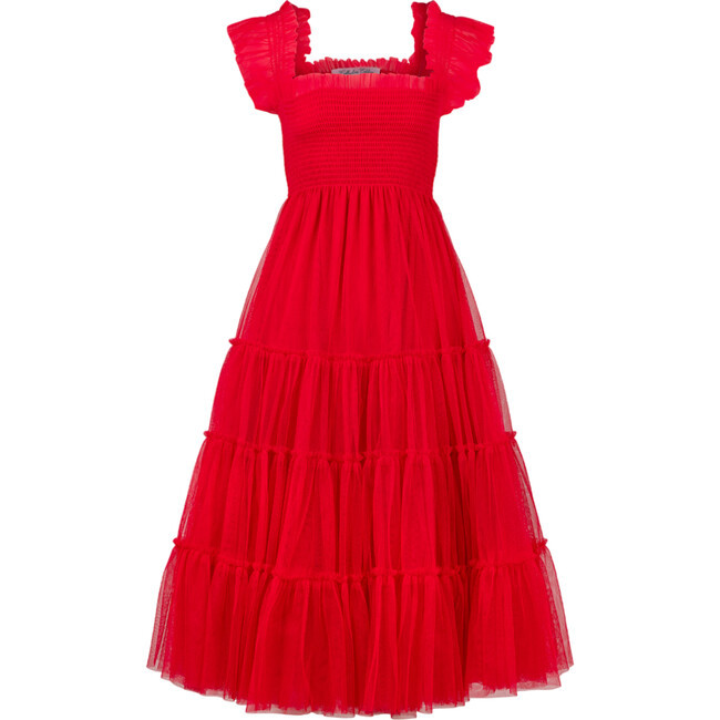 Hill House Home | Women's Collector's Edition Ellie Tulle Ruffle Shoulder Full Skirt Nap Dress, (Red, Size Small) | Maisonette | Maisonette