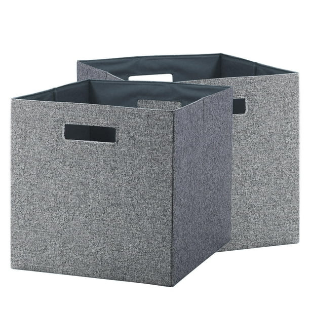 Better Homes & Gardens Fabric Cube Storage Bins (12.75" x 12.75"), Gray, 2 Pack - Walmart.com | Walmart (US)