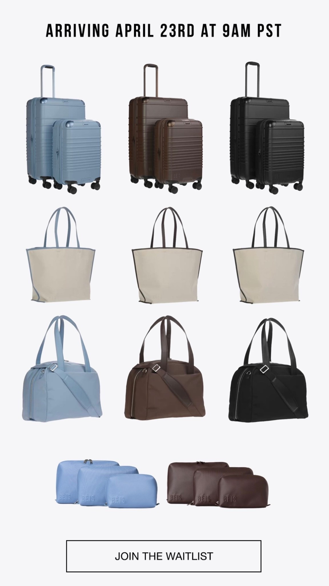 New Beis drop and I’m already planning my next trip ✈️

Arriving April 23rd at 9 AM PST and I’m not exaggerating when I say I’m obsessed. The colors, the clean design, the mix-and-match sets… it’s everything.

This is the kind of travel setup that makes packing feel effortless and actually organized. You already know I’m eyeing the full set.

If you’ve been waiting for a sign to upgrade your travel pieces, this is it. Join the waitlist now because this will sell out fast.

#LTKTravel #LTKMothersDay #LTKdayinmylife