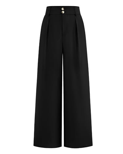 BTFBM Women Wide Leg Dress Pants 2026 High Waisted Button Pleated Business Casual Trousers Office... | Amazon (US)