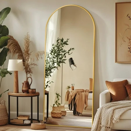 Antok 58"x 18" Arched Full Length Mirror Standing Floor Mirror Stand Up Mirror, Gold Frame | Walmart (US)