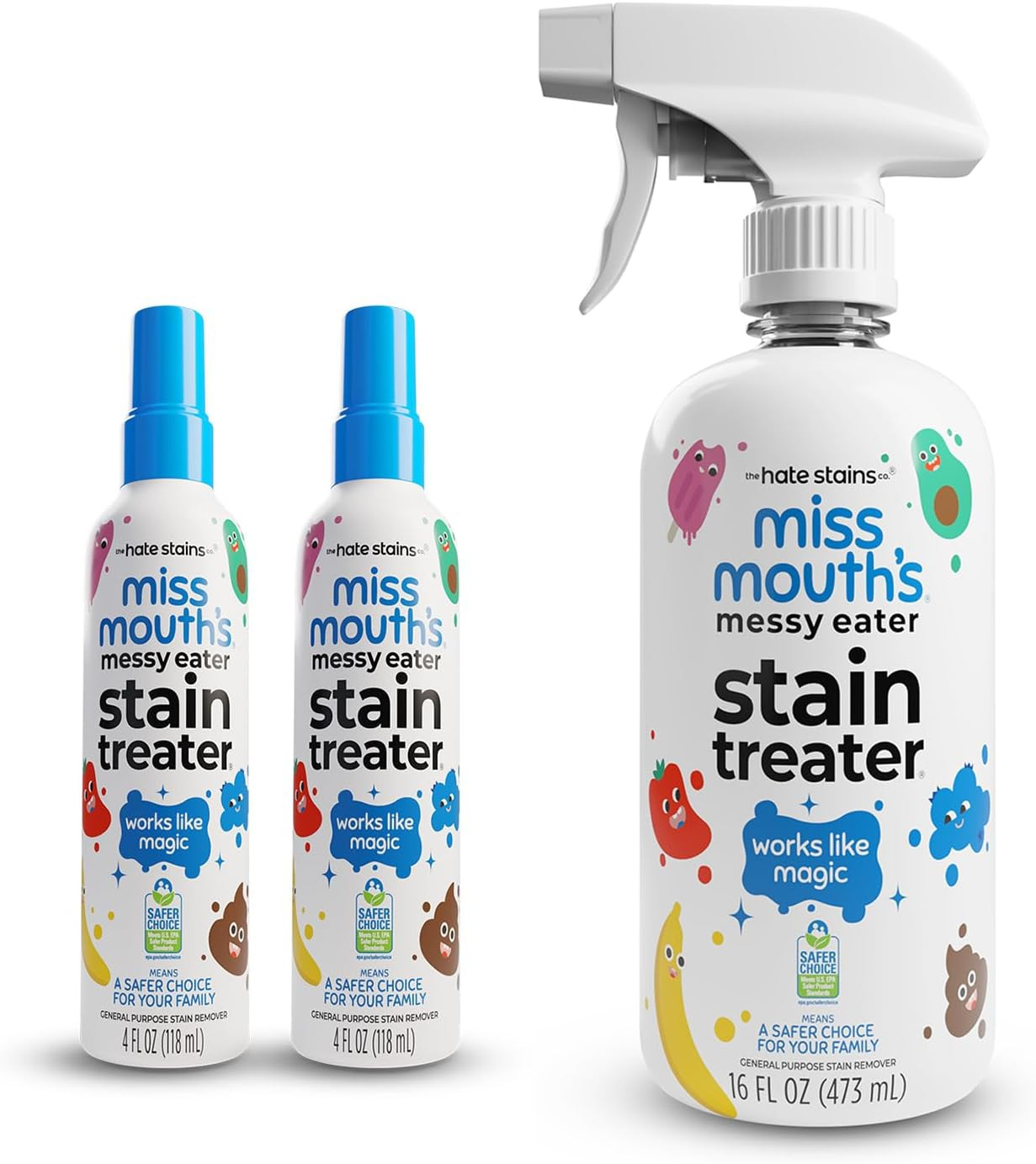 Miss Mouth's Messy Eater Stain Treater - 2 Pack Stain Remover Spray and 16oz Bottle | Amazon (US)
