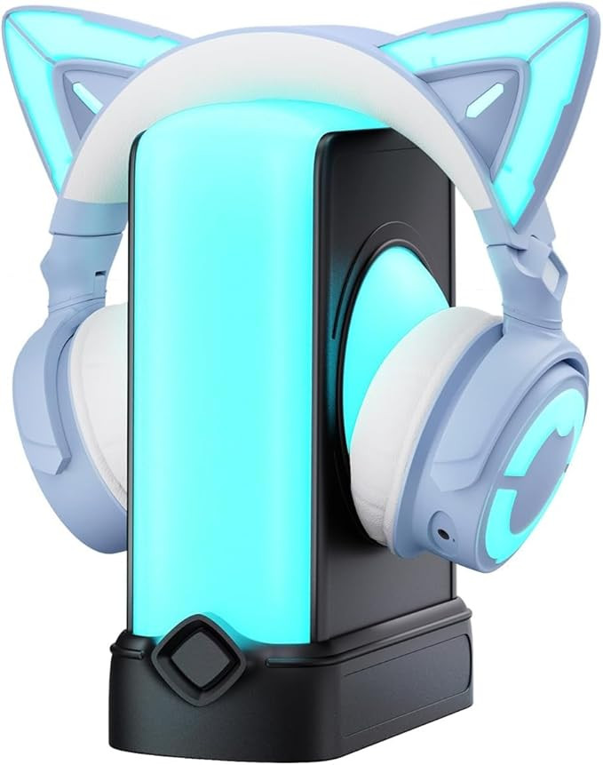 YOWU RGB Cat Ear Headphones CE Blue and Crystal Headphone Stand Black, Accessories for The Ultima... | Amazon (US)