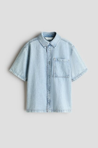 H & M - Short-Sleeved Denim Shirt - Light Denim Blue | H&M (US + CA)
