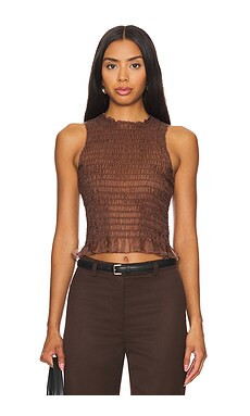 Apres Studio Ruched Silk Tank in Chocolate from Revolve.com | Revolve Clothing (Global)