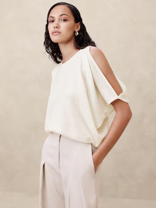 Cashmere-Linen Shoulder Cut-Out Sweater | Banana Republic (US)