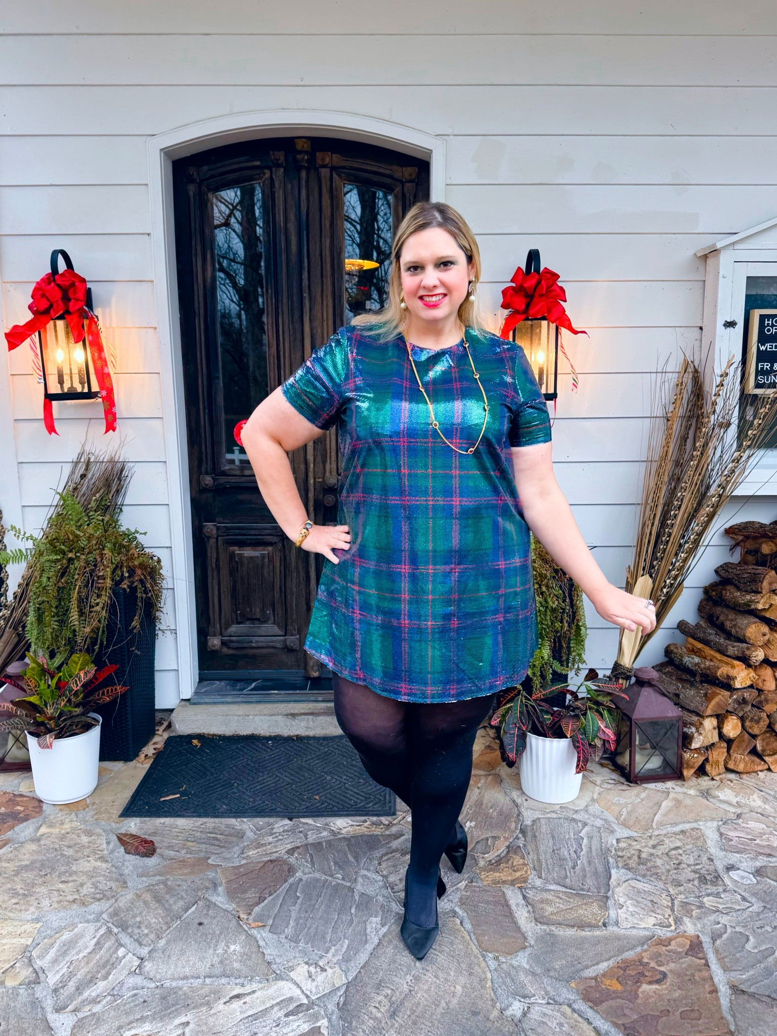 The prettiest tartan sequin dress! It was recently featured in southern living so you know it’s good. I am wearing the xxl with room to spare at 26 weeks. 

#LTKHoliday #LTKBump #LTKootd