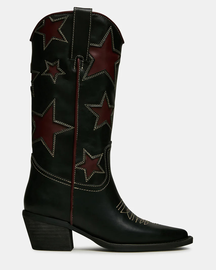 ALBANY Star Black Red Pointed-Toe Women's Western Boot | Steve Madden (US)