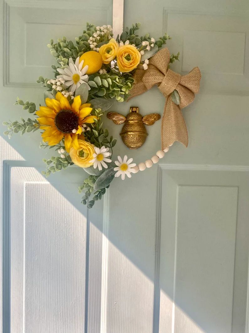 10” sunflower lemon & sunflower wreath | Etsy (US)