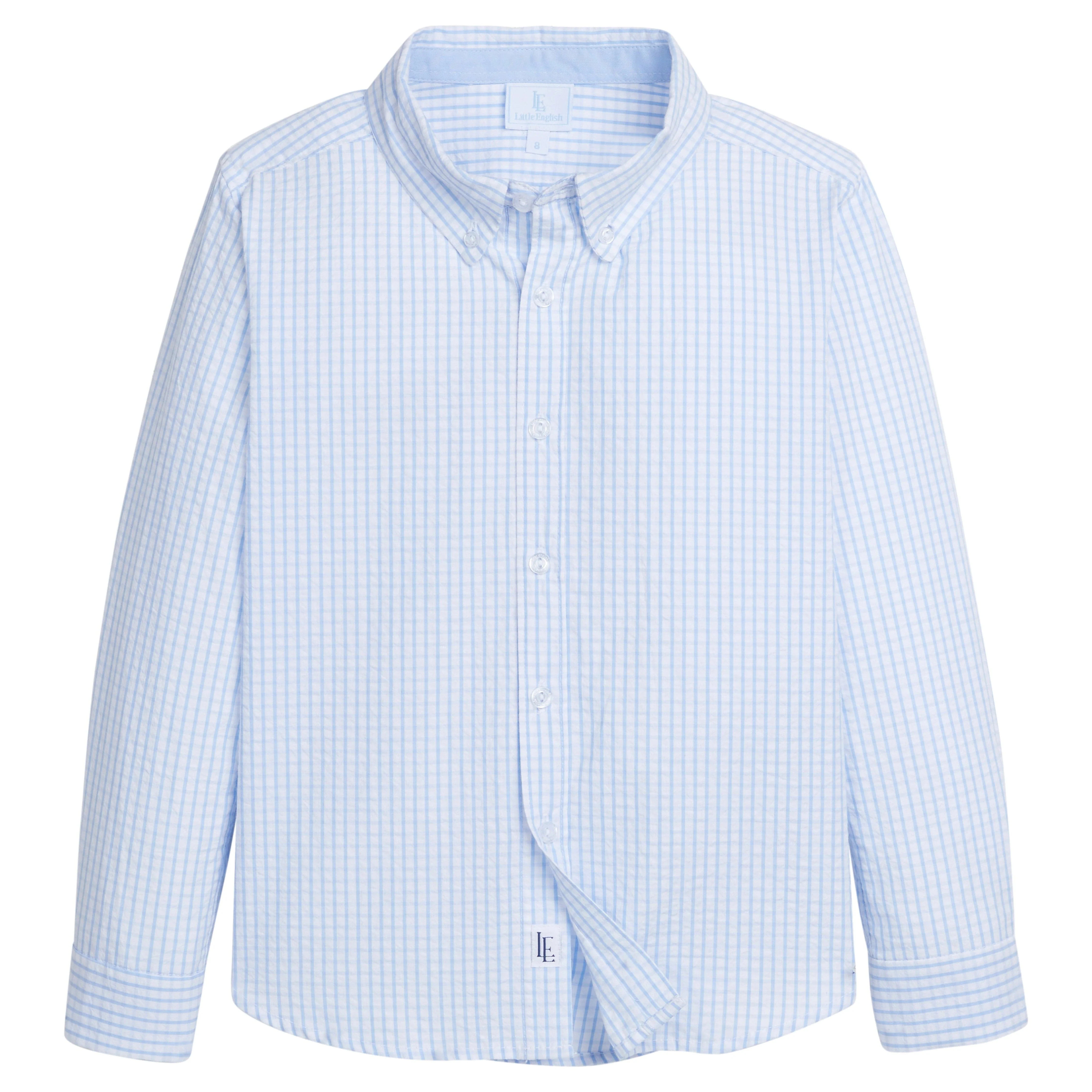 Boys Button Down Shirt in Seaside Seersucker | Little English