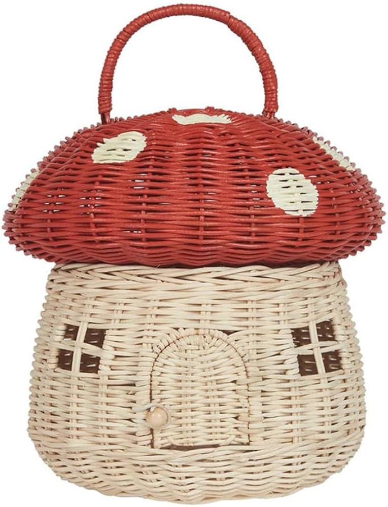 Handmade Rattan Mushroom-Shaped Storage Basket- Cute Handmade Handcrafted Decoration Artwork Ratt... | Amazon (US)