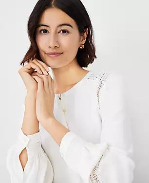 Lace Inset Mixed Media Blouse | Ann Taylor (US)