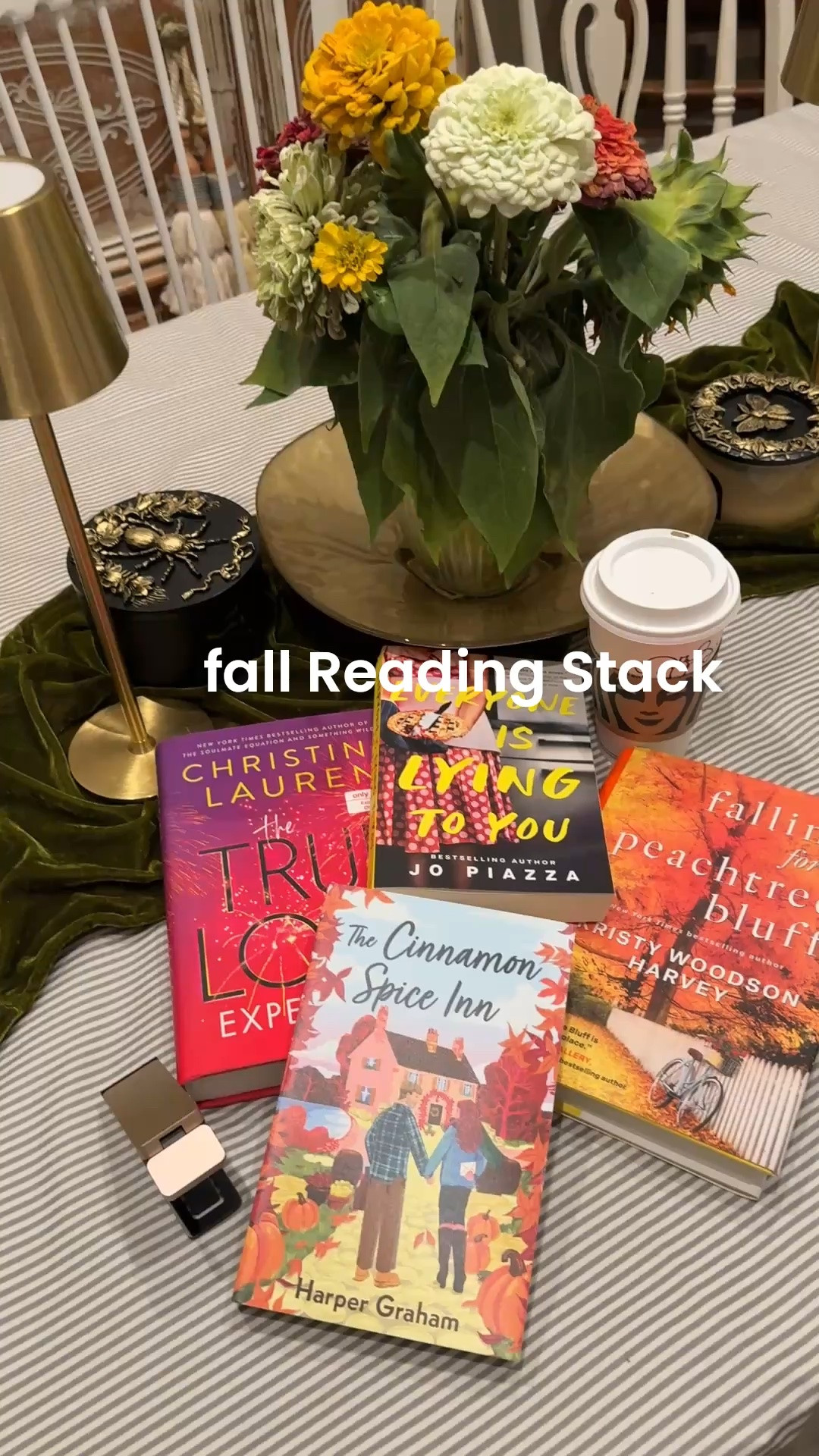 Fall reading stack 📚

🍂Falling for Peachtree bluff
By Kristy Woodson Harvey
🍂everyone is lying to you by Jo piazza 
📚The true love experiment 
By Christina Lauren
🍂the cinnamon spice inn
By Harper graham

#LTKstorytime #LTKOver40 #LTKSeasonal