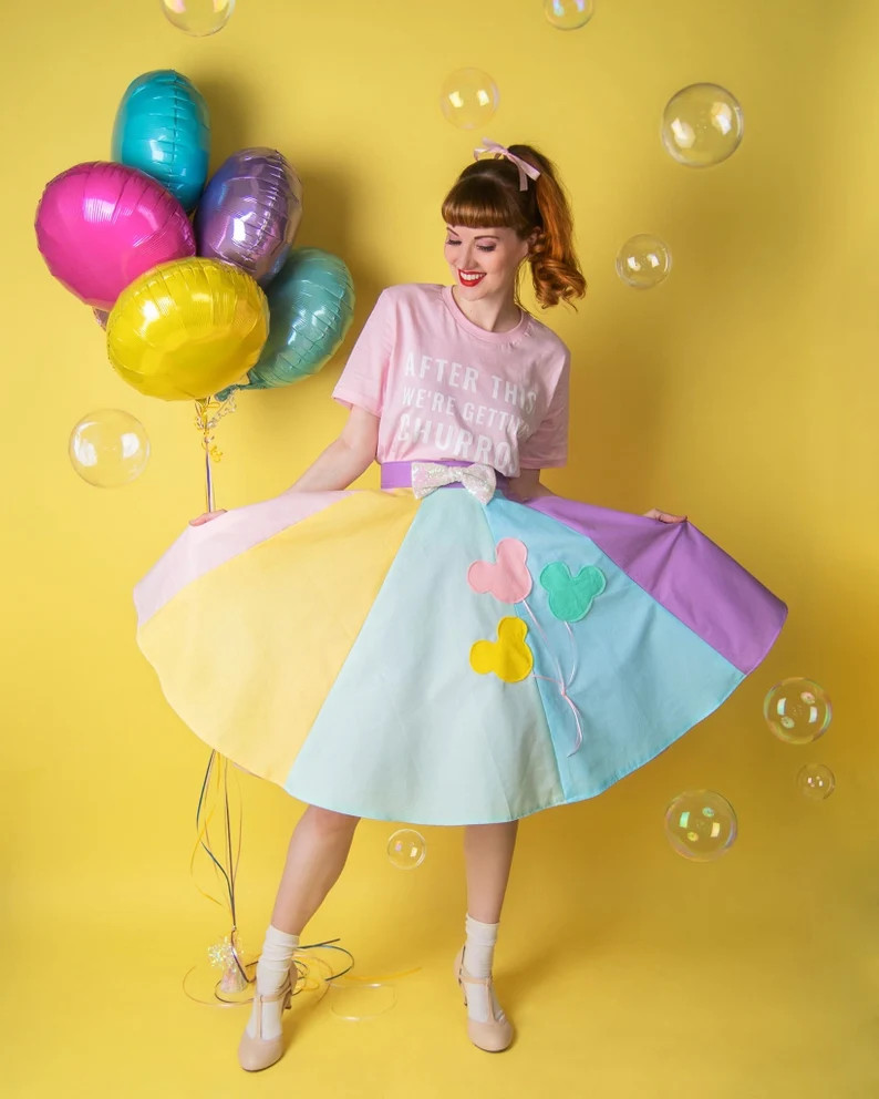 Mouse Balloon Circle Skirt / Disney Skirt/ Mickey Skirt / Mickey Balloon Dress / Mickey Balloon s... | Etsy (US)