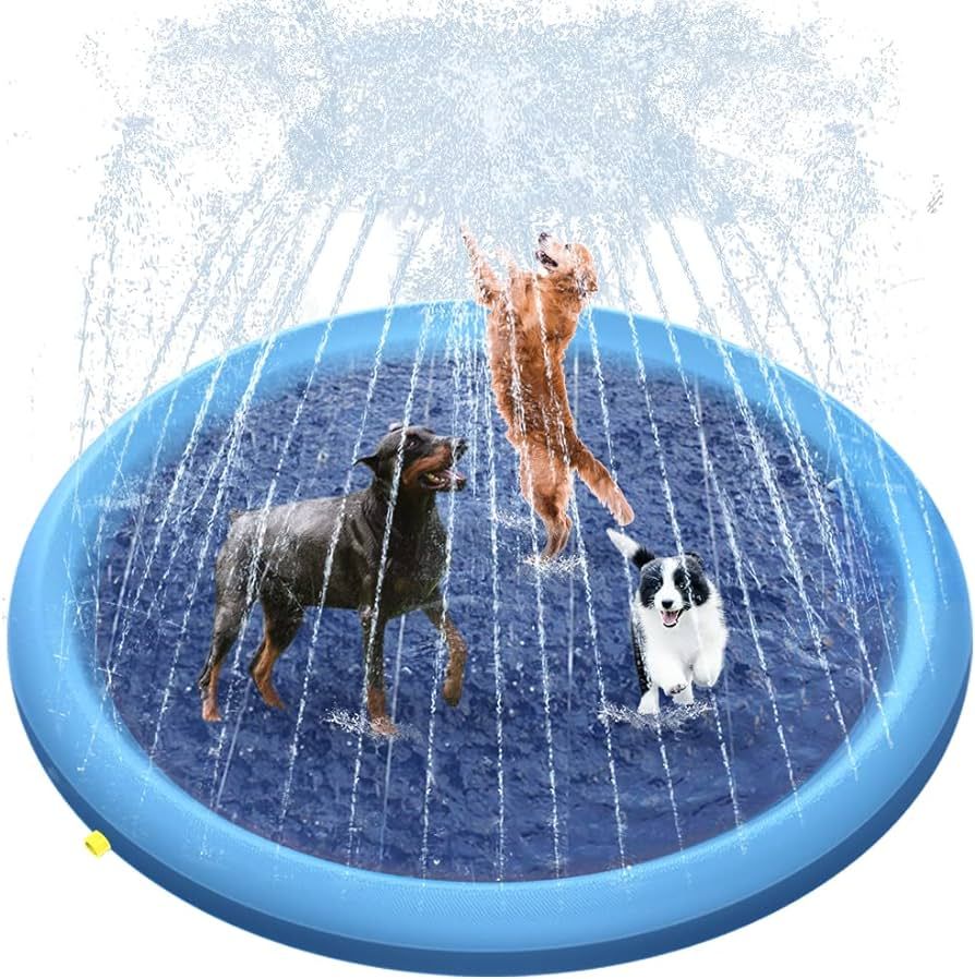 Raxurt Splash Pad, 67in Anti-Slip Splash Pad for Kids Dogs 0.58mm Thickened Dog Pool Splash Sprin... | Amazon (US)