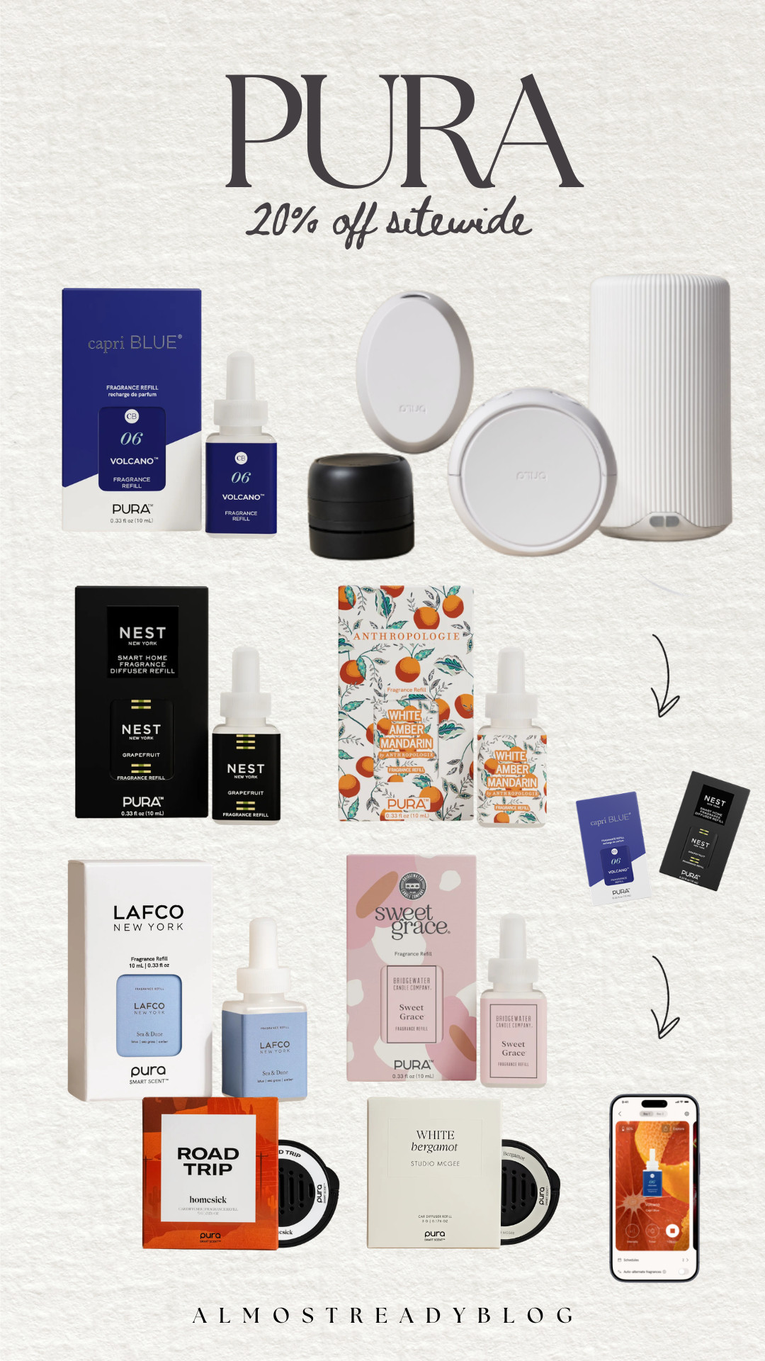 I loveee these diffusers, they have such good scents from different places like anthropologie, and you can control it from your phone! you can get 20% off the whole site now!

sale alert, home finds, fragrance, candles, essential oil diffusers, amanda west, almost_readyblog 

 #LTKHome #LTKSaleAlert