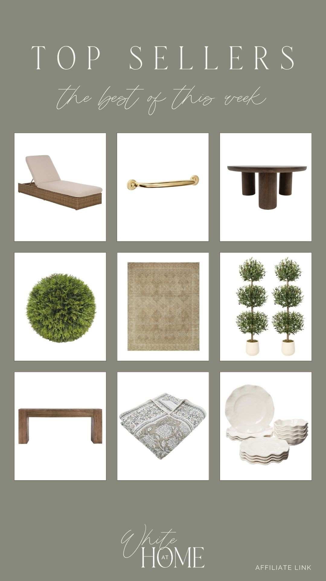Last week’s top sellers! Gorgeous outdoor furniture and faux greenery, affordable and heirloom worthy furniture, hardware and kitchen picks, and so much more! 

#LTKHome
