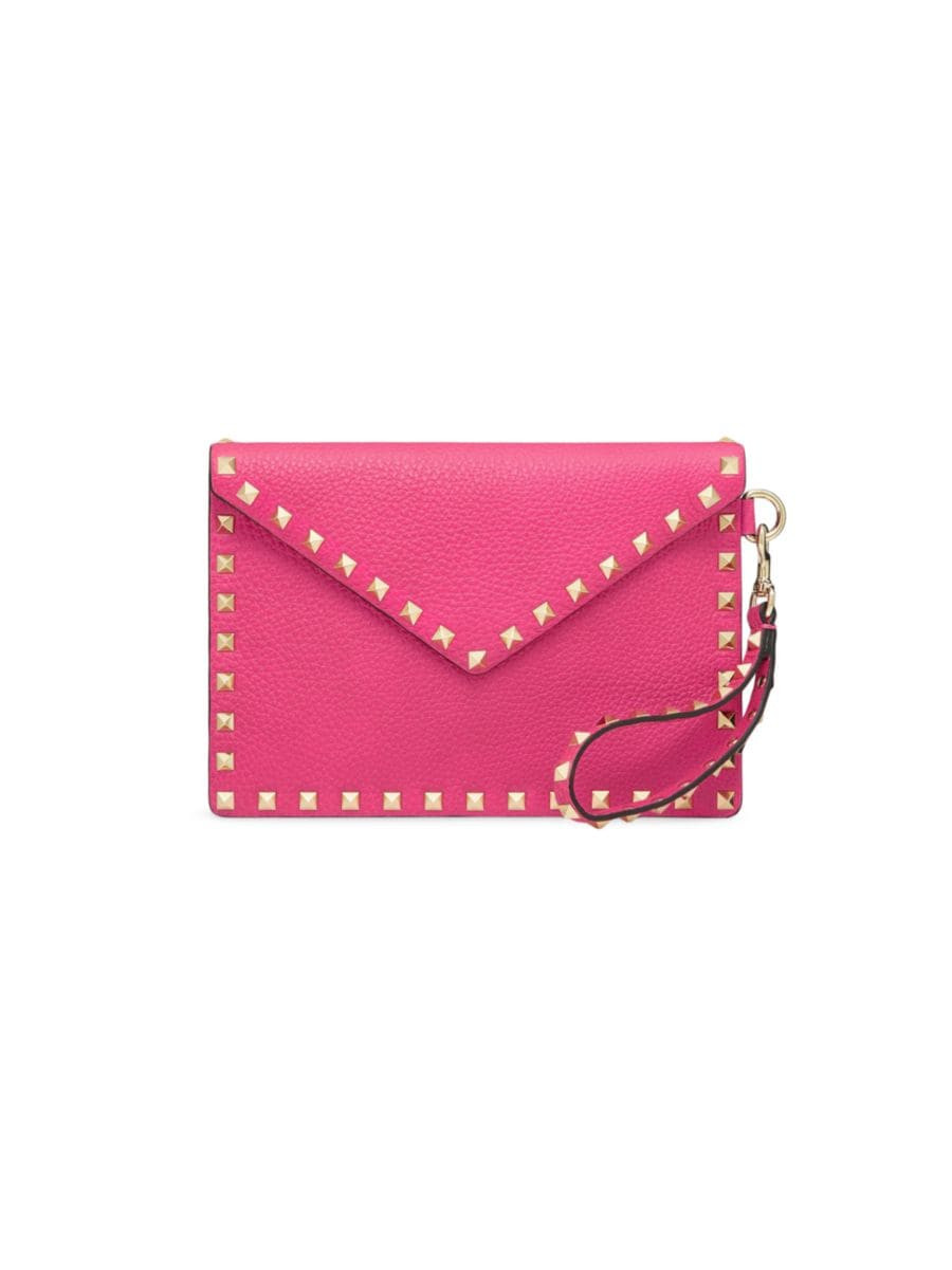 Rockstud Grainy Calfskin Pouch | Saks Fifth Avenue
