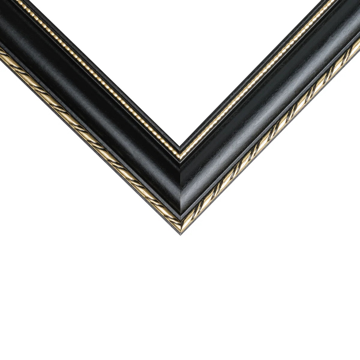 Azeezat Black/Gold Solid Wood Gilded Picture Frame - Set of 4 with Mat (Set of 4) | Wayfair North America
