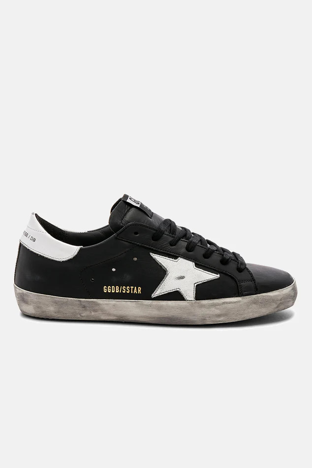 Super-Star Low Top Sneaker Black/White Star Distressed | Blue & Cream