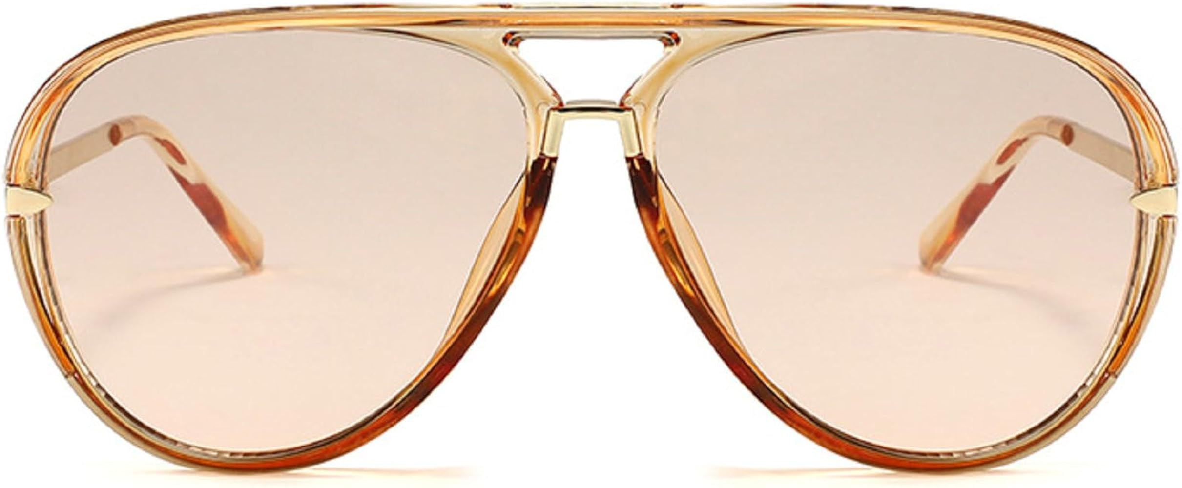Oversized Pilot Sunglasses Women Fashion Big Frame Sun Glasses Goggle Trendy Metal Frame Oval Sha... | Amazon (US)