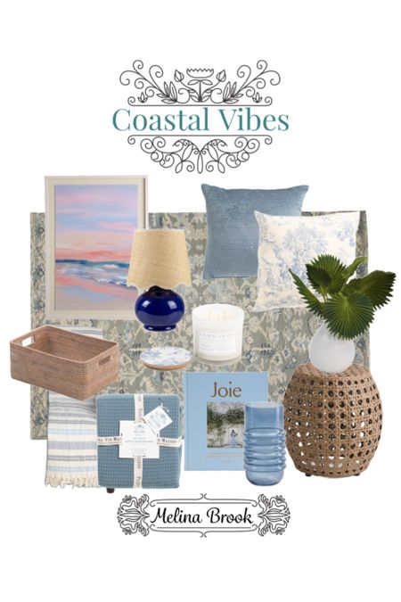 Costal vibes home decor 🌊 
Coastal decor, blue decor, beach decor, coastal vibes, soft blue decor, blue accents, area rug, wall art, throw pillow, coffee table book, lamp, vase, home decor, affordable home finds. 

#LTKhome #LTKfindsunder50