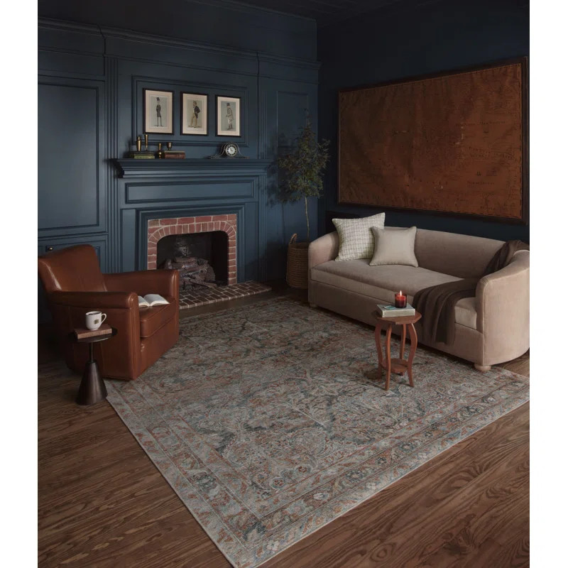 Magnolia Home by Joanna Gaines x Loloi Lenna Ocean / Apricot Area Rug | Wayfair North America