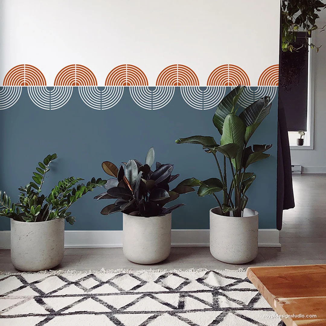 Art Deco Wave Wall Stencils - Modern Wall Painting Stencils - Retro Vintage Wallpaper Wall Patter... | Etsy (US)